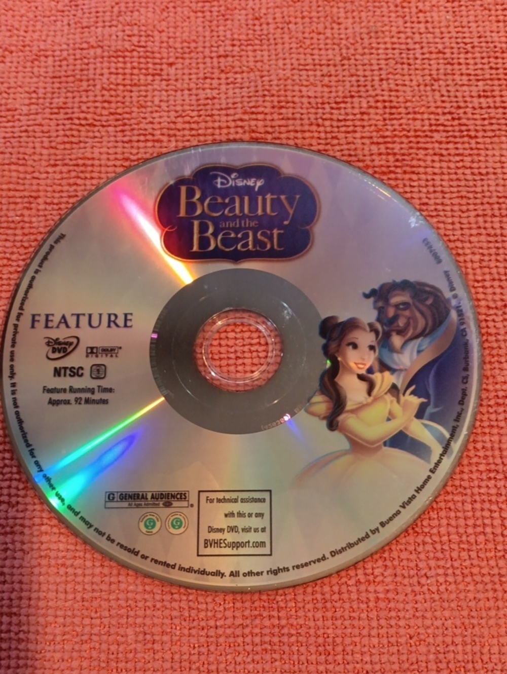 2/$8 Disney Beauty and the Beast DVD *NO CASE*